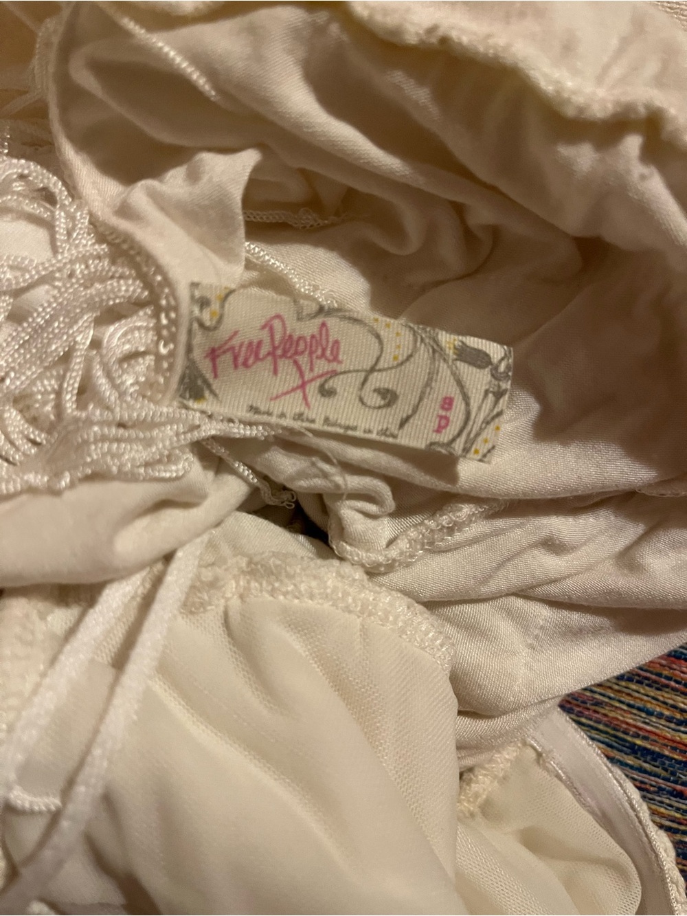 Free People White Fringe Crochet Halter Mini Dress Size S - Picture 9 of 14